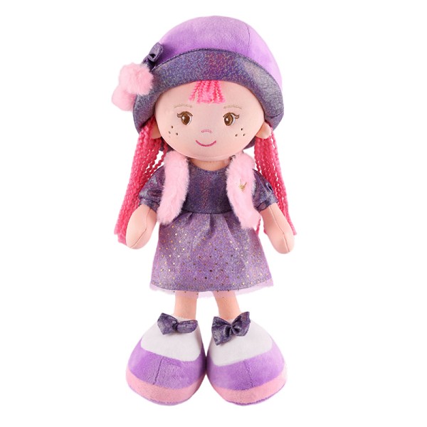 игрушка мяг Кукла Малышка Аня в Фиолетовом Платье и Шляпке, 35см Maxitoys /МакТ