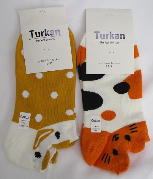 носки жен. Turkan Зверята, ушки р.36-41укор.микс (90%хлопок8%п/а2%лайкра) лето/Текс/10