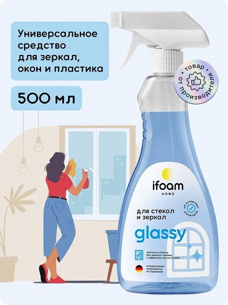 ч/с д/стекол зеркал и пластика GLASSY 500мл триггер/IFM/15