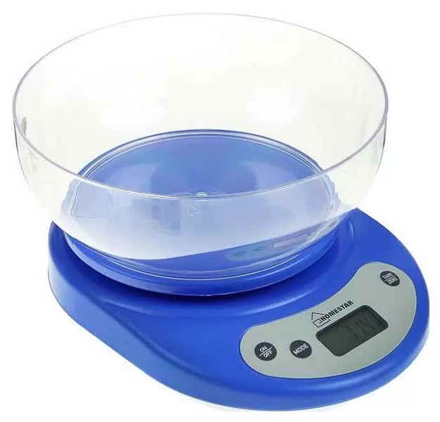 весы кухонные HomeStar HS-3001 электрон. до 5кг, съемн. чаша 1,2л голубые/СБ