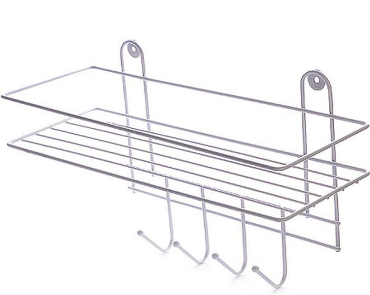 полка д/ванной 4 крючков белая (33*12,5*21см)/АМ