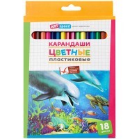 карандаши цв. 18цв Подводный мир пластик заточ картон/Спейс/8