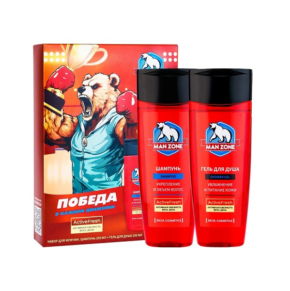 п.набор муж Man zone Active Fresh (ш-нь 250мл+гель д/душа 250мл)/Дельта/20