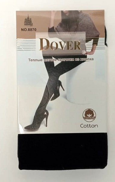 колготки жен. Dover р.42-48 черные (85%хлопок 10%па 5%эластан) теплые/Текс/6