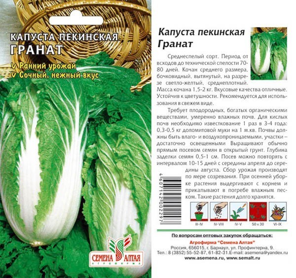 семена Капуста Пекинский Гранат БП 0,3гр среднесп./СемАлт/20