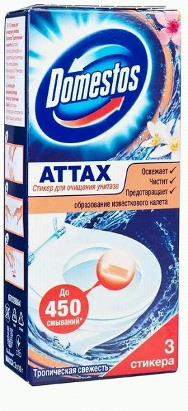 освежитель д/сантех Доместос Стикер 30гр Тропич.свежесть/Un/20