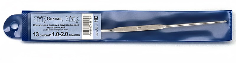 крючки д/вязания GAMMA металл двухсторон.13см d 1.0- 2.0мм/Рукод-е