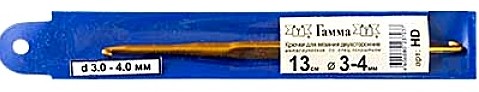 крючки д/вязания GAMMA металл двухсторон.13см d 3.0-4.0мм/китай