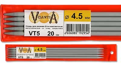 спицы д/вязания Visantia со спец.покрыт.d 4.5мм 20см 5шт/китай