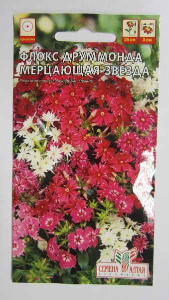 семена цветы Флокс Мерцающая Звезда Друммонда ЦП 0,2гр h-30см, d-10см/СемАлт/10