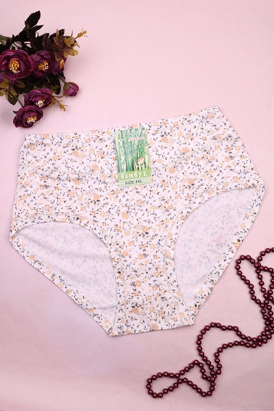 трусы жен. Modal 9404-1 Цветочки р.4XL(46-48) бело-серые (90%бамбук 10%модал) /Текс