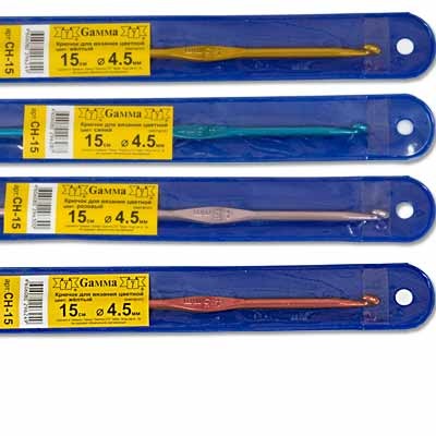 крючки д/вязания GAMMA металл 15см d 4.5мм с покрытием/ГМ