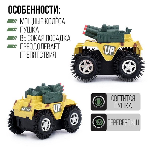 игрушка машина Перевертыш Танк на батар.11,5*8*9см/С-Л