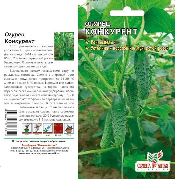 семена Огурец Конкурент ЦП 0,5гр раннесп.откр.грунт.засол./СемАлт/10