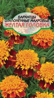 семена цветы Бархатцы Желтая Головка махровые отклоненн. ЦП 0.3гр h-35см d-6см /ССС/10