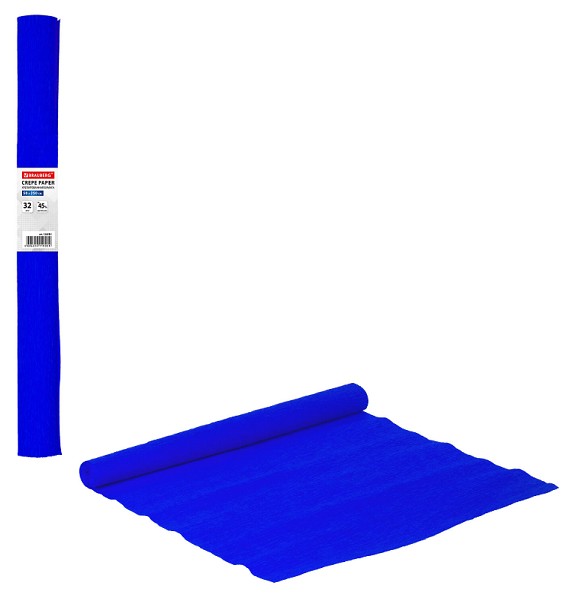 бумага подел.креп (гофрир.)50*250 Синяя плотная в рулоне.растяж.45% Brauberg/СМН/10
