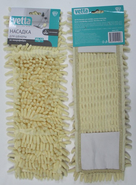 насадка д/швабры 40*10см VETTA из микрофибры лапша,основа полиэстр,Эконом NP-1911/Г-Ц/240x12