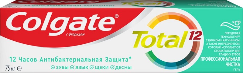 з/п Колгейт Тотал 12 75мл Профессиональная чистка гель/Colg/48x12