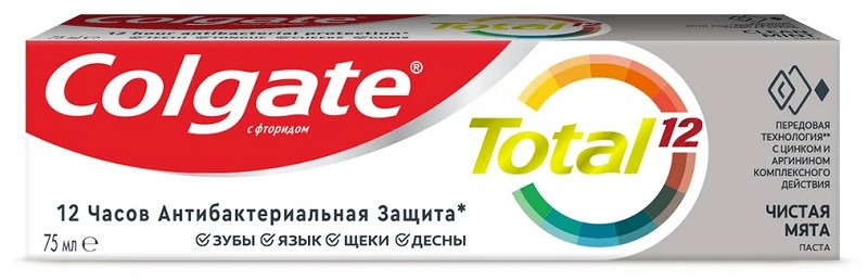 з/п Колгейт Тотал 12 75мл Чистая мята /Colg/48x12
