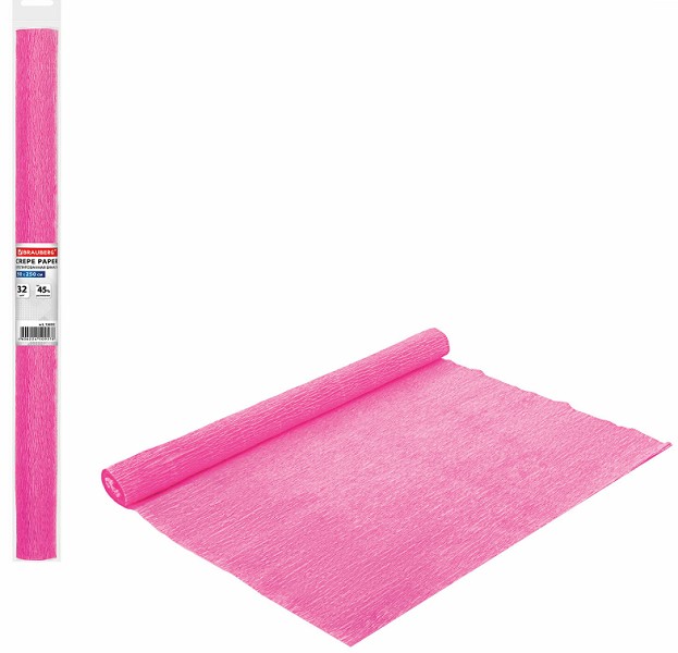 бумага подел.креп (гофрир.)50*250 Розовая плотная в рулоне.растяж.45% Brauberg/СМН/10