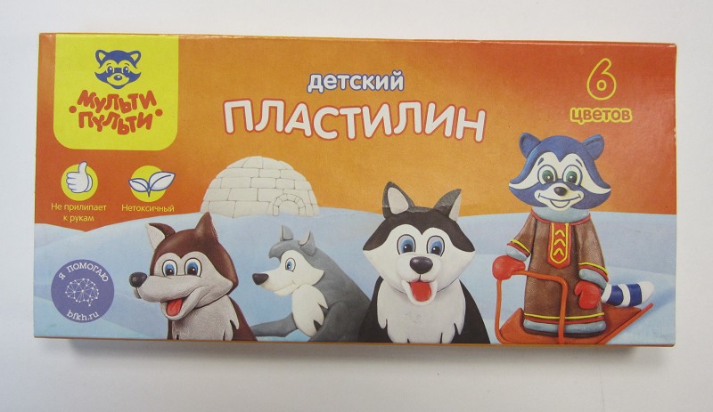 пластилин  6цв. Енот на Аляске со стеком 90гр (236486)/М-П/30