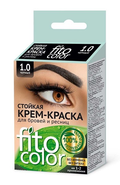 краска -крем д/бровей и ресниц Фито колор 2*2мл (на 2прим.) 1.0 тон черная/Фитокосметик/24