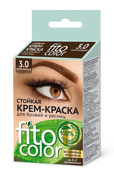 краска -крем д/бровей и ресниц Фито колор 2*2мл (на 2прим.) 3.0 тон коричневая/Фитокосметик/24