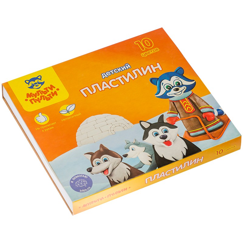 пластилин 10цв. Енот на Аляске со стеком 150гр (236488)/Рел/20