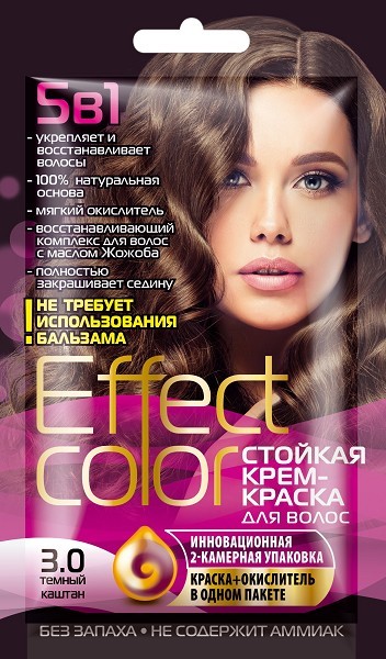 краска-крем д/волос Эффект Колор тон тем/каштан 50мл/Фитокосметик/15