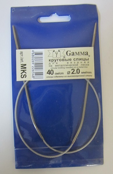 спицы д/вязания GAMMA MKS круговые,металл.с металл.леской d 2.0мм 40см/Рукод-е