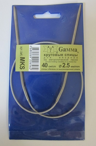 спицы д/вязания GAMMA MKS круговые,металл.с металл.леской d 2.5мм 40см/Рукод-е