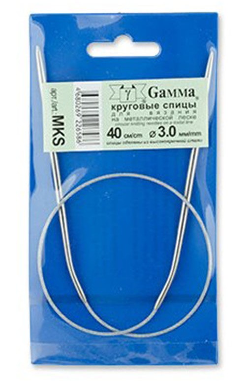 спицы д/вязания GAMMA MKS круговые,металл.с металл.леской d 3.0мм 40см/Рукод-е