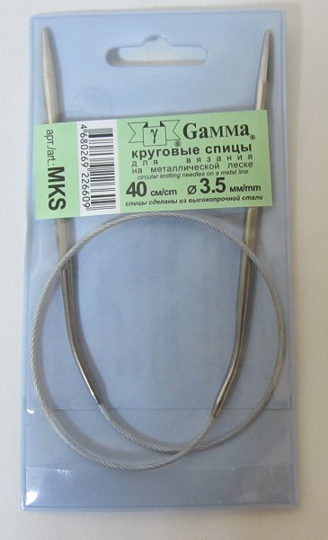 спицы д/вязания GAMMA MKS круговые,металл.с металл.леской d 3.5мм 40см/Рукод-е