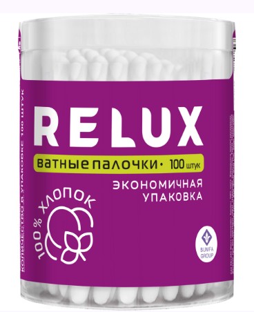 палочки RELUX ватн банка 100шт/БумГр/24