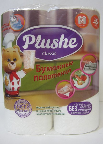 полотенце бум. ПЛЮШЕ 2сл 2 рулона Белое 13,2м/ПЮ/12