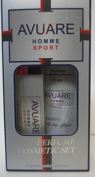 п.набор муж. Avuare homme sport for men, Vouge Collection (парфюм/вода-ручка+гель-ш-нь 250мл)/АромаГр/10
