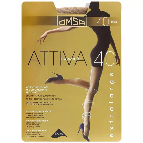 колготки жен. Omsa Attiva 40D 2 daino(телесный)/Omsa/10
