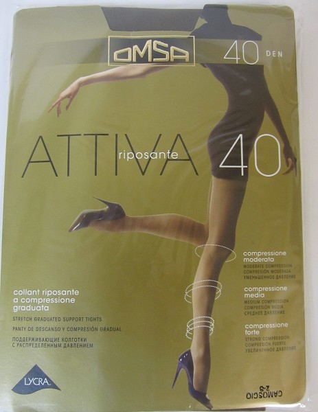 колготки жен. Omsa Attiva 40D 2 camoscio (т.загар)/Omsa