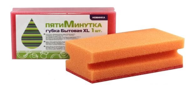 губка д/посуды 15*7*4,5см Пятиминутка Бытовая XL 1шт/ПБ/36