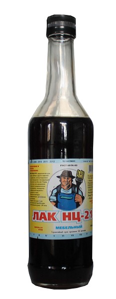 лак НЦ-218 по дереву, мебельный, бутылка 0,5л/Стр/20