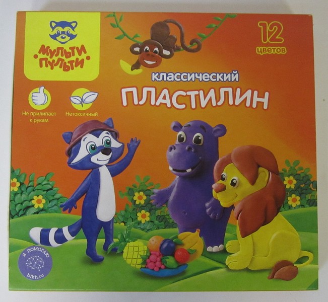 пластилин 12цв. Енот на Аляске со стеком 180гр (236489)/М-П/16