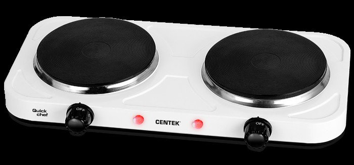 плита электрическая Centek СТ-1507 белый чугун 2конф 2000Вт/СенК