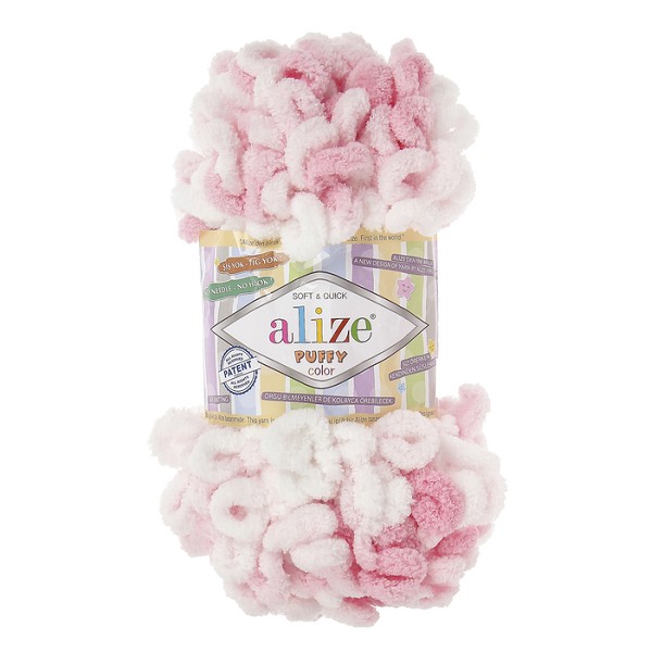 пряжа PUFFY COLOR 100% микрополиэстр 100гр розовый/Рукод-е/5
