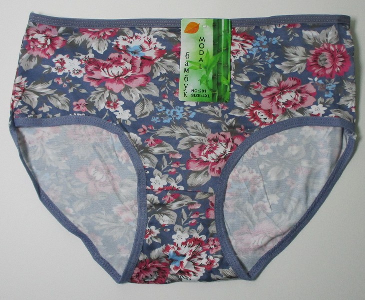 трусы жен. Modal 201-4 Цветы р.4XL(46-48) серо-розов. (90%бамбук 10%модал) /Текс/12