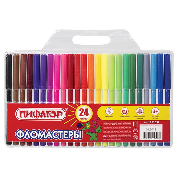 фломастеры 24цв. Пифагор вент. колп./Пифагор/12