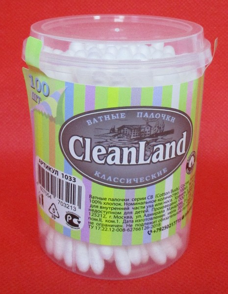 палочки CleanLand ватн банка 100шт/ТДФ/84