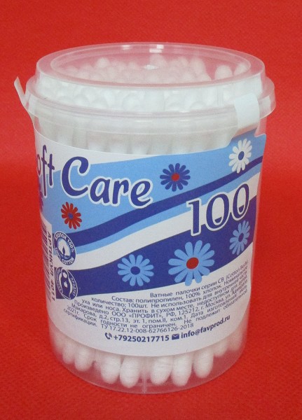 палочки Soft Care ватн банка 100шт/ТДФ/84