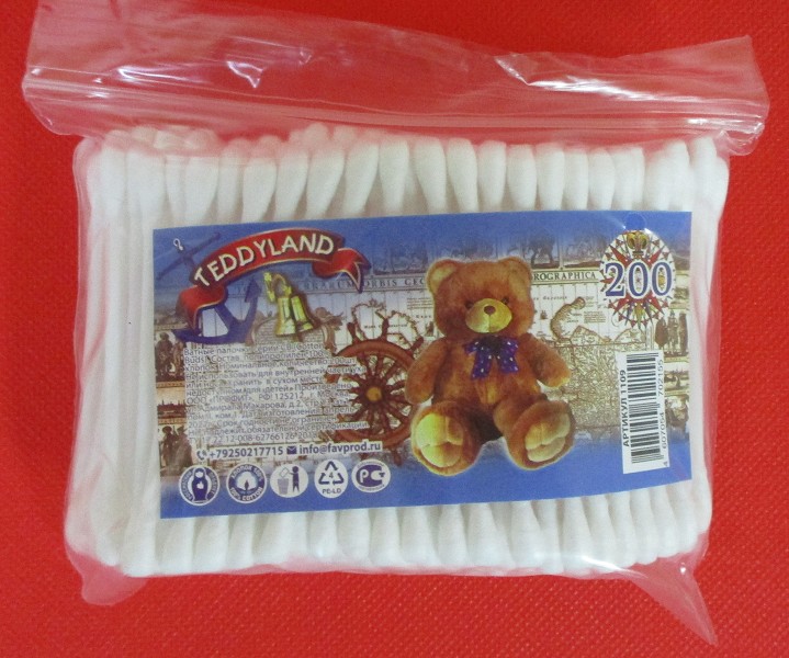 палочки Teddyland ватн пакет 200шт/ТДФ/90x18