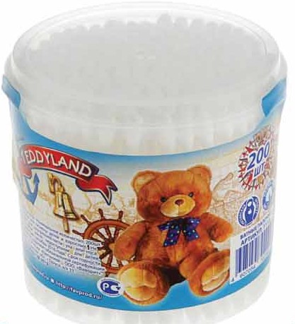 палочки Teddyland ватн банка 200шт/ТДФ/45