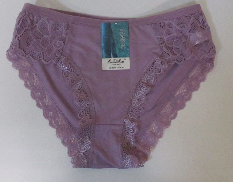 трусы жен. XueZhiBai 3063 р. XL(42-44) однотон кружево микс (95%бамбук 5%спандекс)/Текс/12